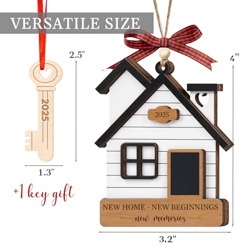 New Home Ornament 2025 with Card, Housewarming Gifts New Home Gift Ideas, House Warming Closing Gifts for Buyers, Women, Couple, First Christmas House Decor (Wood)