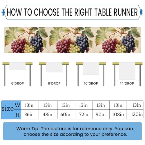 Multi 4 Colorful Grape Table Runner 13 x 48 Inches Spring Home Decor