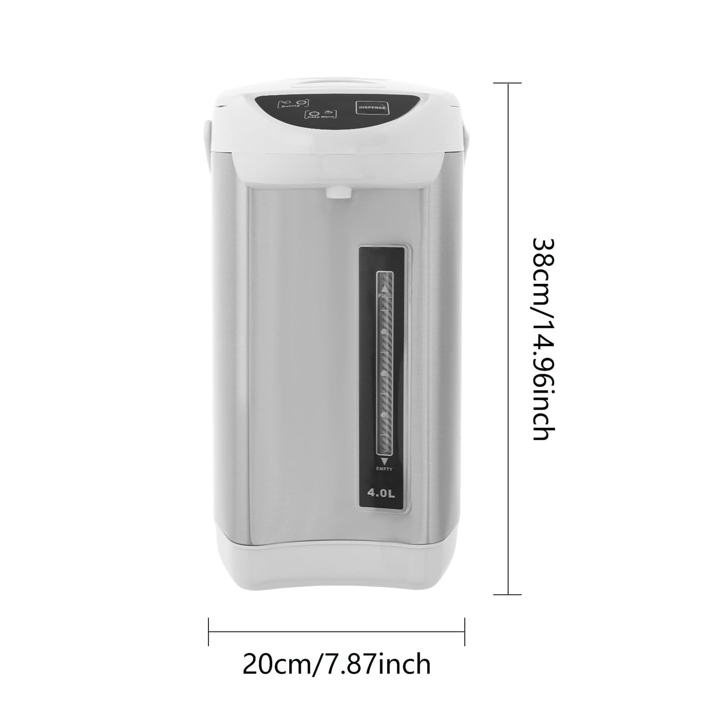 4L Electric Water Boiler, 750W Stainless Steel Hot Water Dispenser with 3 Dispensing Modes, 24H Keep Warm & Anti-Dry Burn Protection, Large Capacity Thermo Pot for Home Office Coffee Tea (Grey)