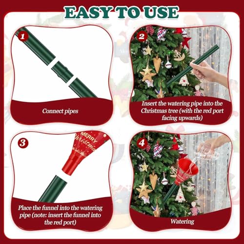 IPOOLTENG 2PCS Christmas Tree Watering Funnel Set with 6 Tubes, 75 Inch Long Guides for Easy Watering (Variation 2)