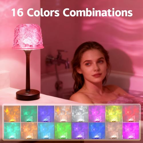 Walnut Finish Waterproof Shower Light with 16 Color Projection and Remote Control