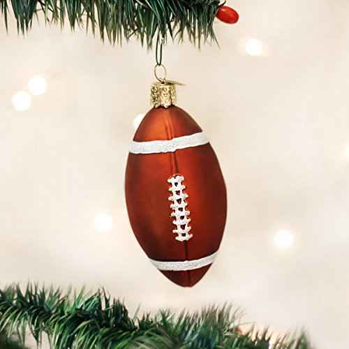 Old World Christmas Football Glass Blown Ornament for Christmas Tree, Handcrafted Holiday Decoration, Sport Collection