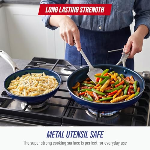 Blue Diamond 2-Piece Nonstick Frying Pan Set - 9.5" & 11" Ceramic Skillets, PFAS-Free, Oven & Dishwasher Safe