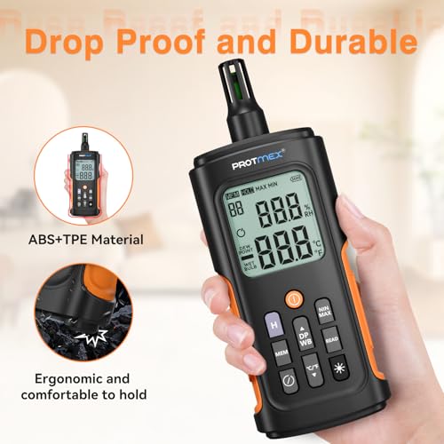 Protmex Digital Temperature and Humidity Meter with Wet Bulb & Dew Point