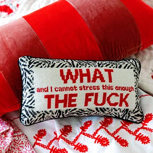 FURBISH Embroidered Decorative Throw Pillow 8x14 Inches Witty Home Accent