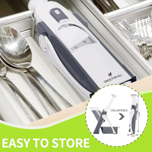 ONCE FOR ALL Gray Mandoline Slicer for Vegetables & Potatoes, Adjustable Thickness
