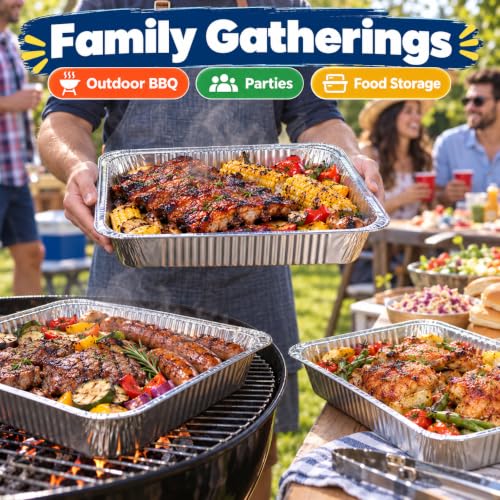 10-Pack 9x13 Disposable Aluminum Foil Pans - Heavy Duty Roasting & Baking Trays