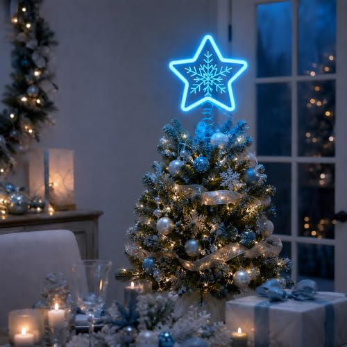 Zontruxe Christmas Star Tree Topper with LED Lights - Blue, USB or Battery Powered