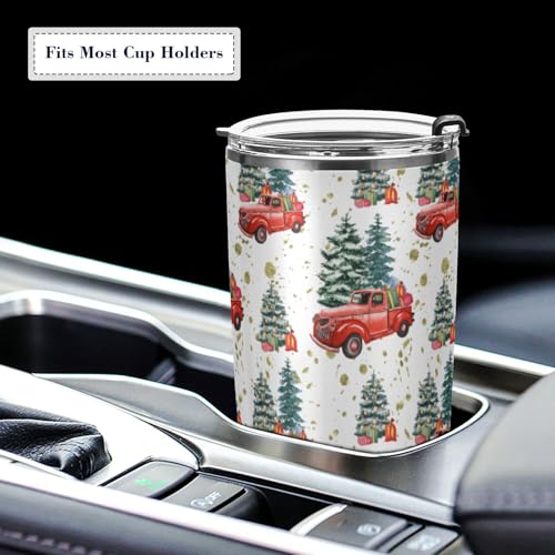 Yasala 20oz Christmas Tumbler Red Truck Pine Trees – Insulated Stainless Steel Travel Mug with Straw & Lid (Variation multi-002)