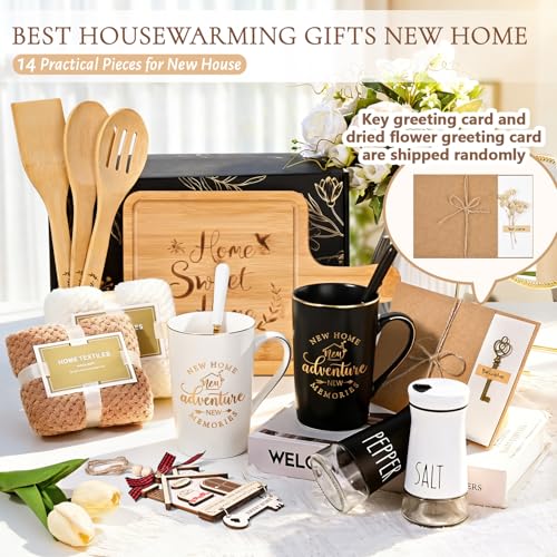 Maustic Multicolor Housewarming Gift Basket - 14 Pcs New Home Gift Set for Homeowners & Couples