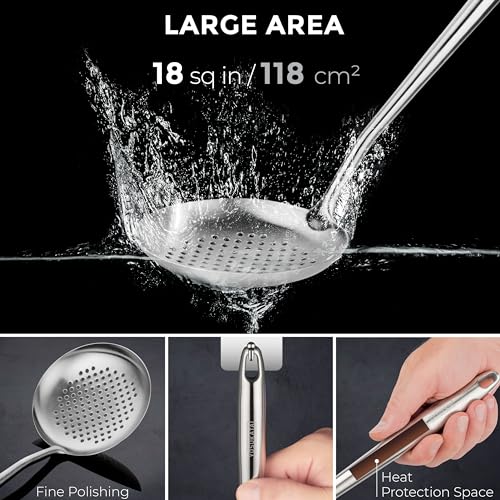 17-Inch Stainless Steel Wok Spatula Ladle and Skimmer Spoon Set - Heat-Resistant & Durable, Variation 2