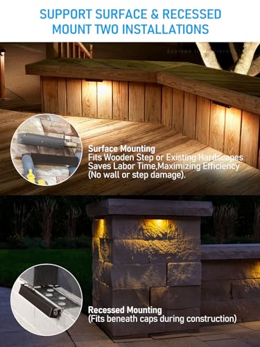 LEONLITE 8-Pack 7 Inch LED Hardscape Lighting, 3W/4W/5W, 2700K Soft