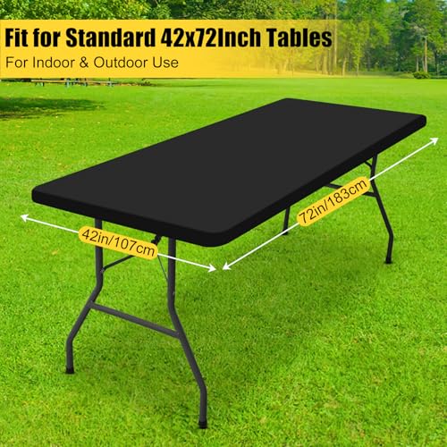 Smiry Rectangle Tablecloth, Elastic Fitted Flannel Backed Vinyl Tablecloths for 4ft Folding Tables, Waterproof Wipeable Table Covers for Indoor, Outdoor, Picnic and Camping (White, 24"x48")