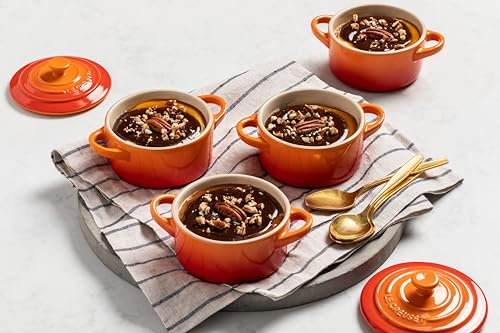 Le Creuset 4-Piece Mini Stoneware Cocotte Set, 8 oz. Flame Color
