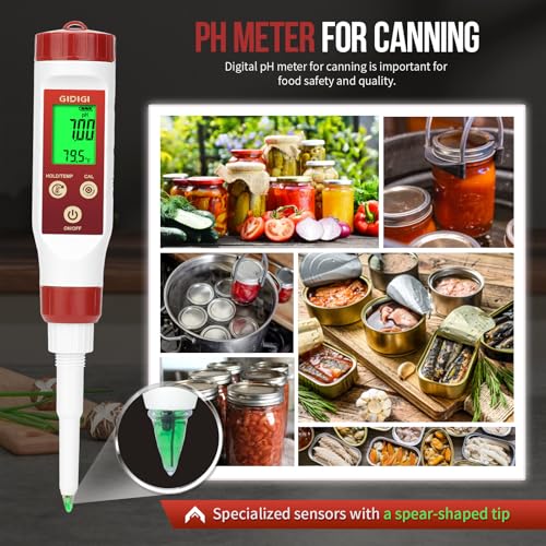 Digital pH Meter for Food Fermentation - Red, Calibrates with Solution