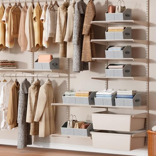 Homsorout Large Closet Organizer Bins 6 Pack - Trapezoid Fabric Storage Cubes with Handles
