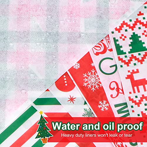 Christmas Wax Paper Sheets 12x12 Inch Food Wraps & Basket Liners - 240 Pack