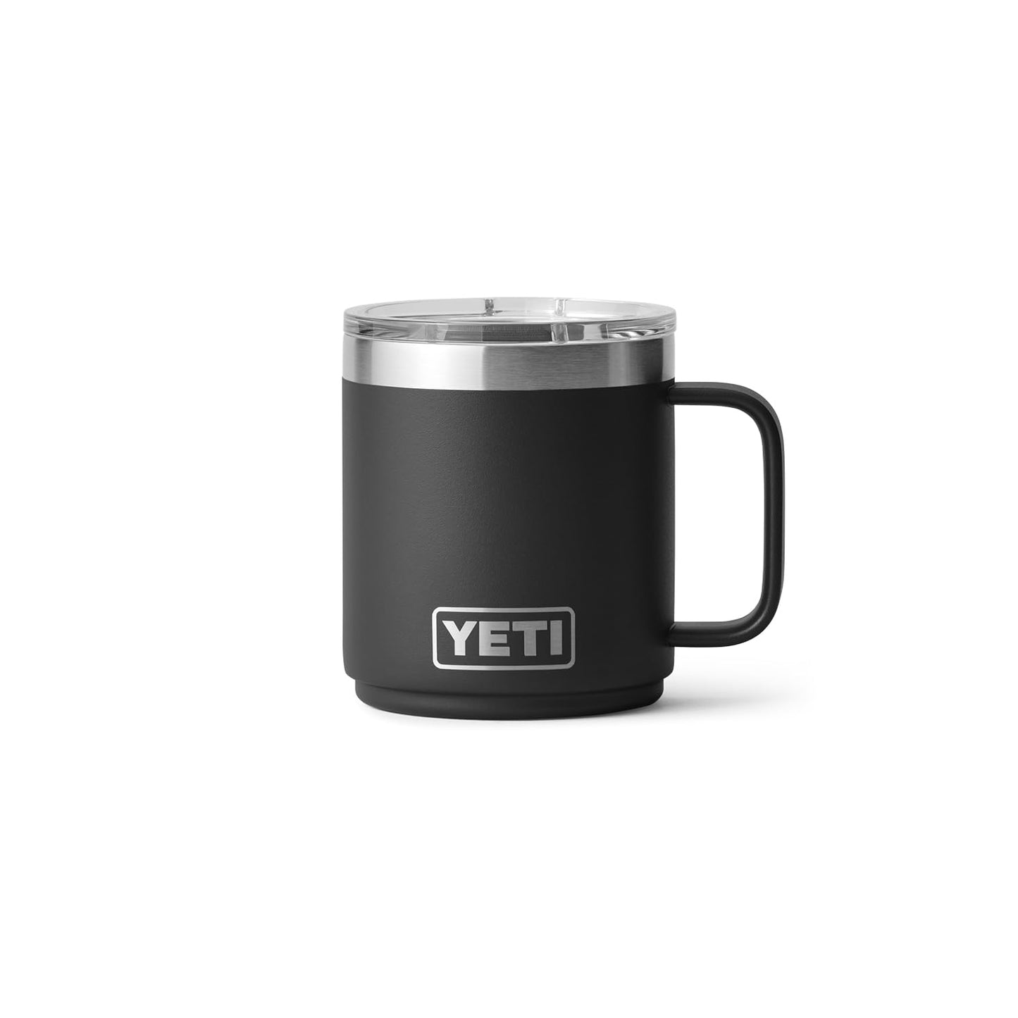 YETI Rambler 10 oz Ceramic Lined Stackable Mug, Vacuum Insulated, Stainless Steel with MagSlider Lid, Black