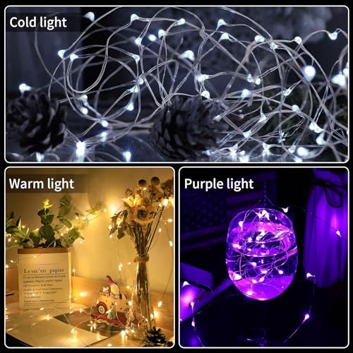 Aogist Led Fairy Lights 3 Modes Battery Operated String Lights Waterproof Silver Wire 7 Feet Firefly Starry Moon Mason Jar Lights for DIY Wedding Party Christmas (6-Colors, 12 Pack)