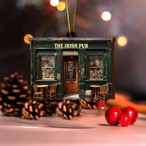 Artsy Woodsy St. Patrick's Day Decor Irish Ireland Green Shamrock Ceramic Ornaments for Christmas Tree Decorations, Unique Gifts Rear-View Mirror Hanging Car Accessories (07)