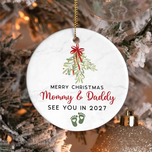 Pregnancy Announcement Christmas Ornament - Expecting Baby 2027 Gift for New Parents
