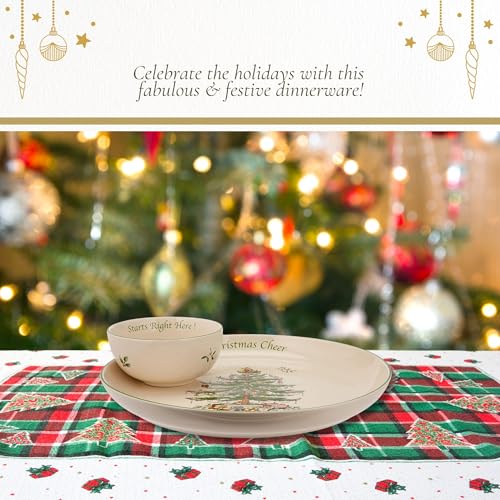 Spode Christmas Tree Chip & Dip Set - 12.5-Inch Holiday Serveware with Bowl