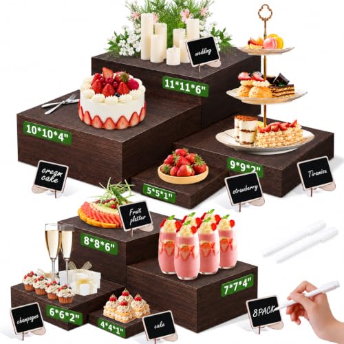 Wooden Buffet Risers with Mini Chalkboard Signs - 8 Sizes for Party & Dessert Displays