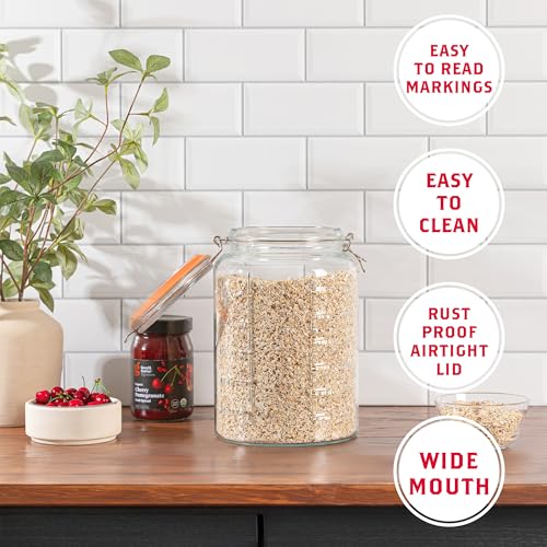 KitchenToolz 1-Gallon Glass Mason Jar with Hinged Clamp Lid - Airtight Pickling & Fermentation Jar - 1 Pack