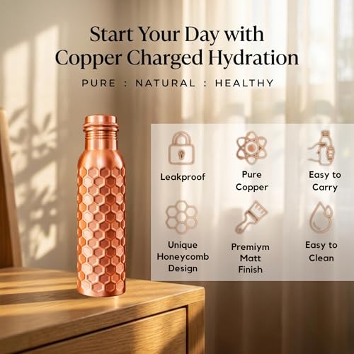 Copper Water Bottle 32 oz - Handmade Solid Copper, Leak-Proof, Reusable for Home & Yoga - Variation of THIS Listing