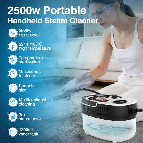 15-in-1 Steam Cleaner for Home & Car Deep Cleaning, Fast Heat-Up