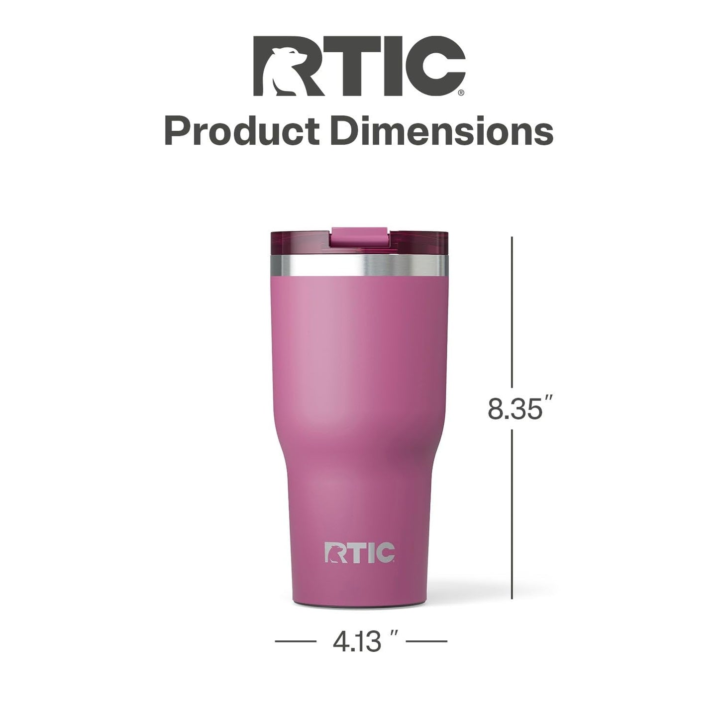 RTIC 30oz Essential Tumbler with Lid, Ceramic Lined, Insulated, Stainless Steel, Metal, Double Wall Vacuum-Insulation, Travel Cup for Iced Coffee, Tea, Hot and Cold Drink, Orchid