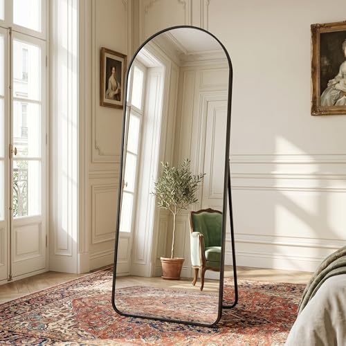 Arched Full Length Mirror with Stand - 64x21 Inches, Re-Black Variation