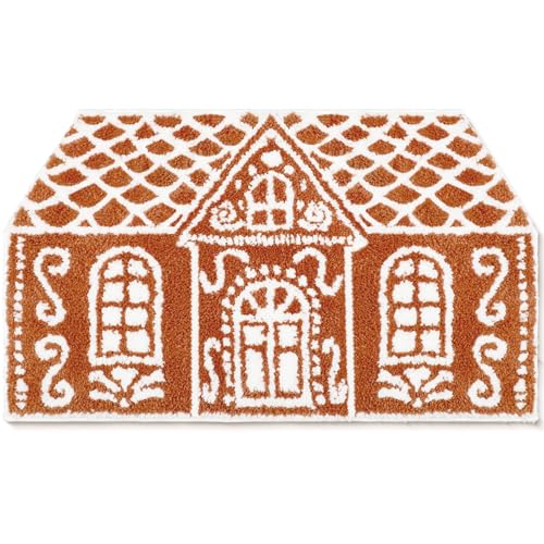 Breling Classic Gingerbread House Christmas Bath Mat 28.4 x 16.5 in, Holiday Decor