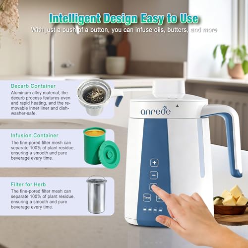 2-in-1 Herbal Decarboxylator and Oil Infuser Machine - White & Blue