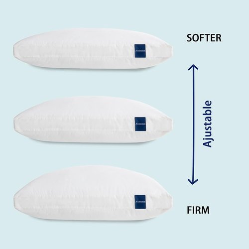 ACCURATEX Queen Size Pillows - Set of 2 Hybrid Shredded Memory Foam | Adjustable Loft & Removable Cotton Cover