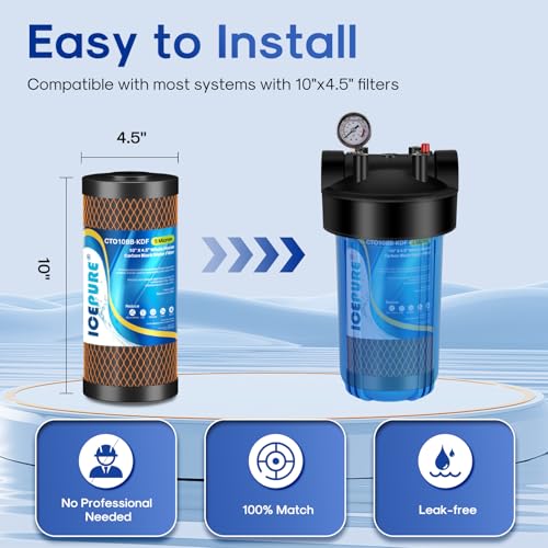 Heavy Metals Removal Water Filter Cartridge 3 Pack - 4.5x10 Inch CTO10BB-KDF
