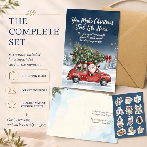AIROW Christmas Card Gift for Husband - Santa's Red Car (Orange)