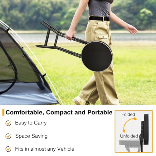 TAVR 26.4-Inch Black Collapsible Folding Stool with Safety Lock & Cushioned Seat