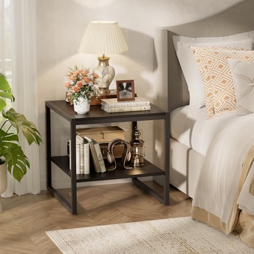 Homieasy Black Square End Table - 20 Inch Mini Fridge & Sofa Side Stand