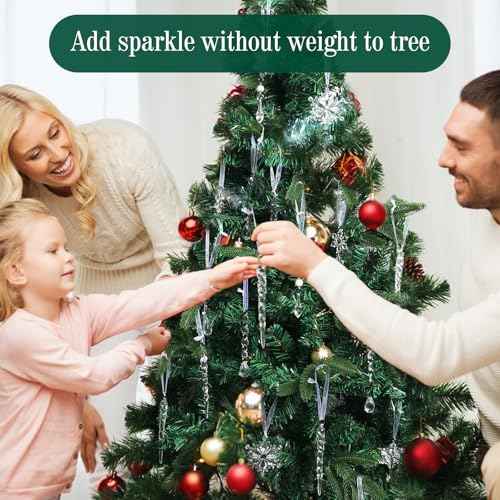 Christmas Tree Decorations 18Pcs, Acrylic Crystal Ornaments for Christmas Tree- Hanging Christmas Snowflake Decorations for Xmas Decor, Weddings, Frozen Birthday Parties