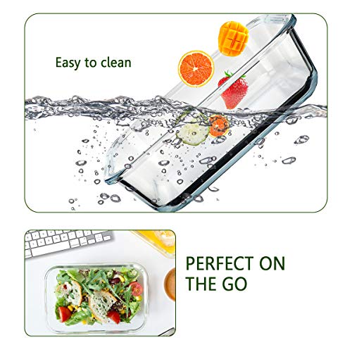 M MCIRCO 8 Pack 30 oz Glass Food Storage Containers with Gray Lids, Airtight & Leakproof