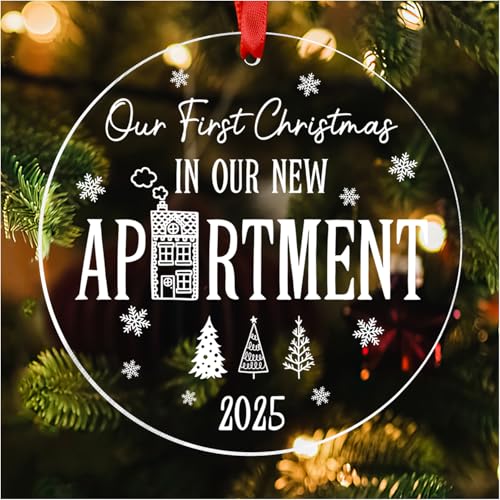 Our First Christmas in New Apartment 2025 - Apartment Decor Housewarming Gifts, Housewarming Gifts for Couples & Families - 1st Apartment Christmas Ornament - New Home Gift Ideas - Acrylic Ornament
