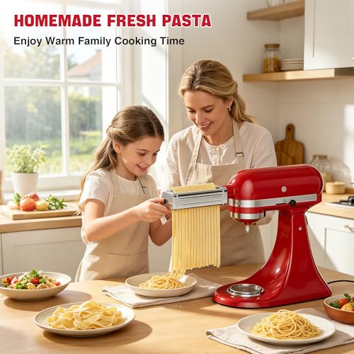 3PCS Pasta Maker Attachment for KitchenAid Stand Mixers - Stainless Steel Pasta Roller with Spaghetti & Fettuccine Cutter - Variation of THIS listing