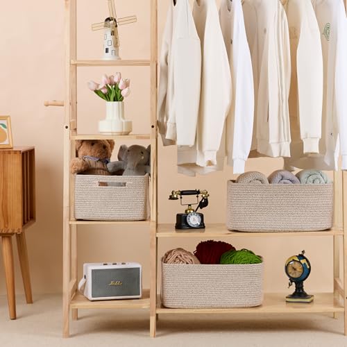 Large Storage Baskets for Closet Organization - 17x13x7.5 Inches, Natural Rope, 4 Pack (L17×W13×H7.5")
