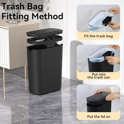 LJIACLEA Black 5 Gallon Motion Sensor Touchless Trash Can with Lid