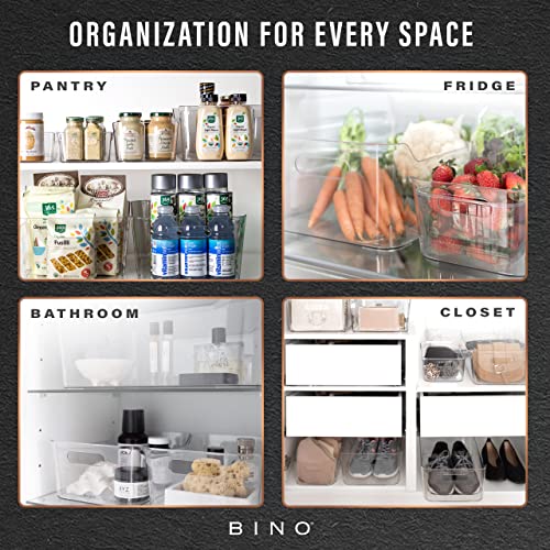 BINO X-Large Clear Plastic Storage Bins 2 Pack | Pantry & Kitchen Organizer