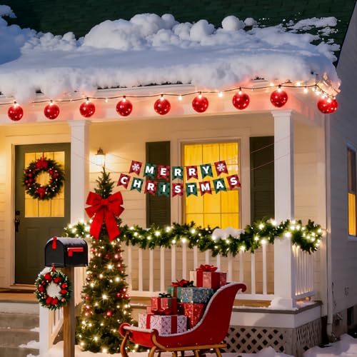 Christmas Banner Merry Christmas Banner Garland Red Green Merry Christmas Sign Banner Garland Wall Mantel Indoor Outdoor Hanging Christmas Decorations for Home Office Xmas Party Supplies