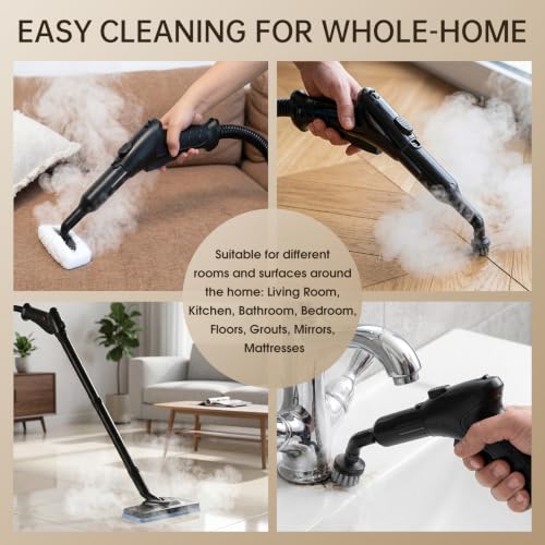 Black 21-in-1 Chemical-Free Steam Cleaner, Multipurpose Heavy-Duty Steamer