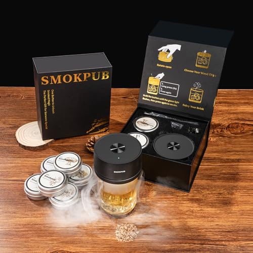 Electric Whiskey Smoker Kit with 6 Wood Chips - Cocktail Infuser, USB Rechargeable, Flame-Free Smoking for Spirits & Food