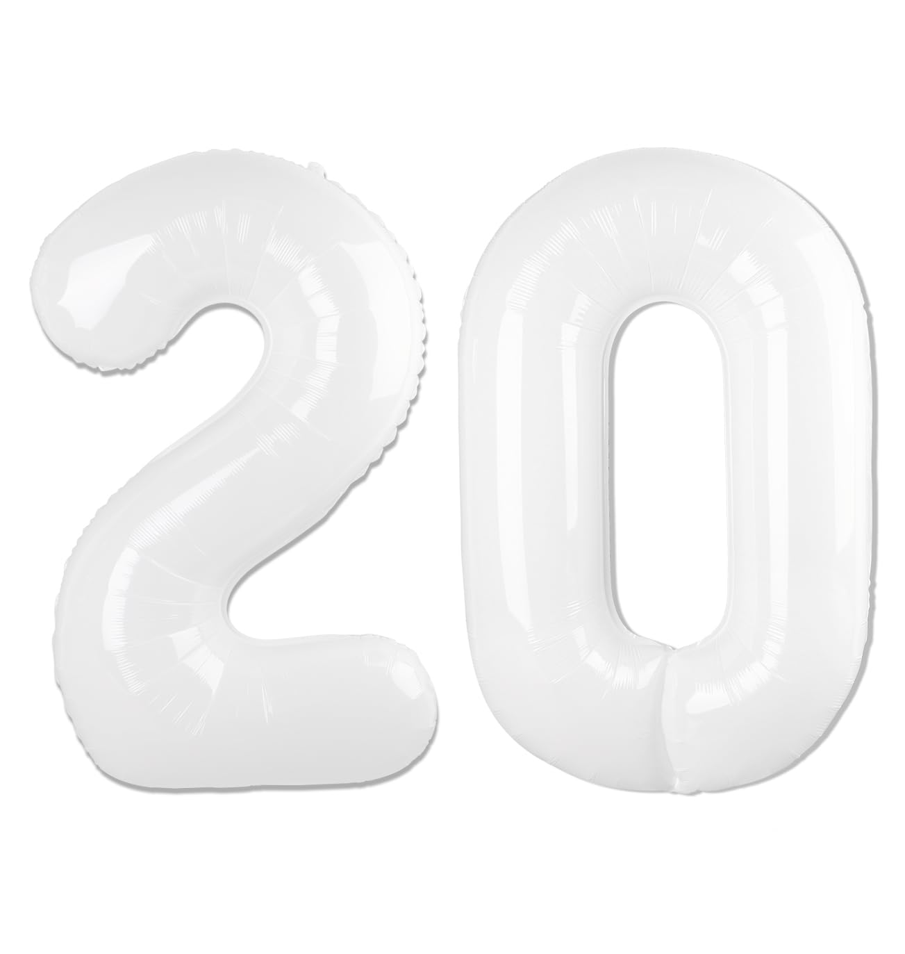 White Number 20 Balloon 40 inch, 20 Number Balloons, 20th White Birthday Decorations for Girls Boys 20 Year Old Party Supplies